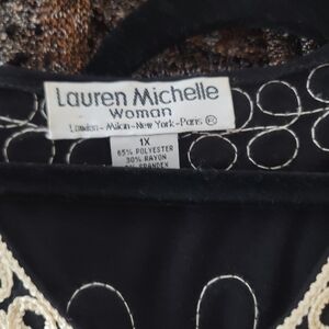 Lauren Michelle Elegant Black Blouse with Cream Accents
